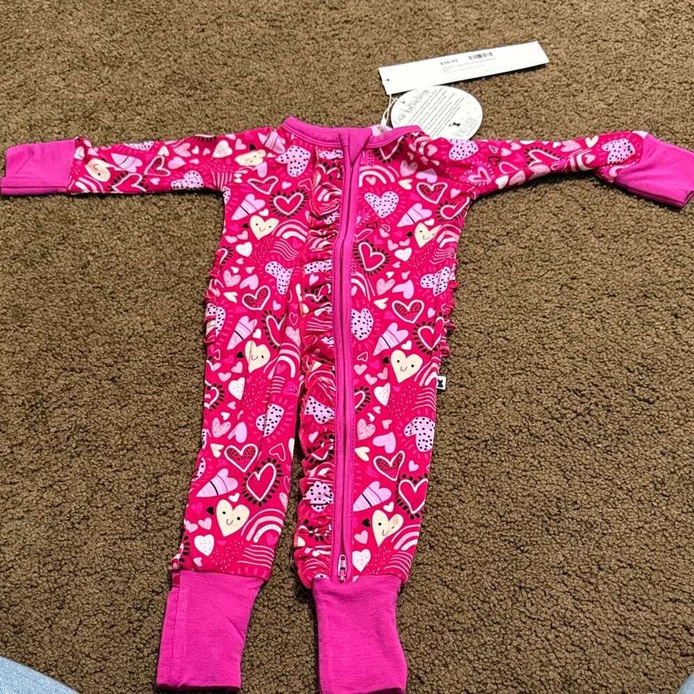 Kiki+LuLu Pink I Love You Convertible Footies with Ruffles